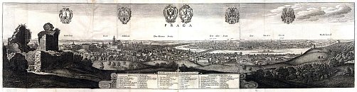 Praha  rytina Vclava Hollara (1649) podle kreseb z roku 1636
