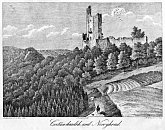 Nov hrad u Adamova a Star hrad (myln uvedeno ertv hrdek)  J. Richter podle F. A. Hebera (1848)