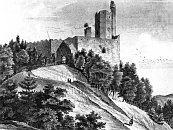 Nov hrad u Adamova podle F. A. Hebera (1848)