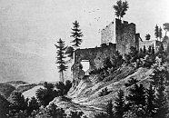 Nov hrad u Hanuovic podle F. A. Hebera (1848)
