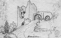 Himltejn  kresba F. A. Hebera (kolem 1845)