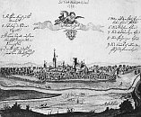 Moravsk Ostrava od Slezskoostravskho hradu (kolem r. 1728)