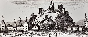 Divn  hrad a katel  Samuel Lenhardt podle kresby Samuela Lanyie (1826)