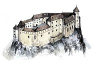 Povask hrad  kresba u vstupu