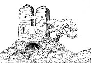 Pust hrad  kresba Antona Djuraky (po. 20. stol.)