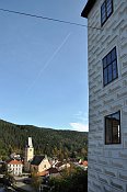Rožmberk – pohled na město z dolního hradu