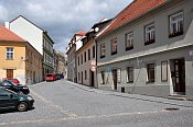 Prachatice  Horn ulice, vpravo prostor hradu