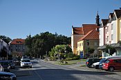 Protivín – pohled k zámku z náměstí