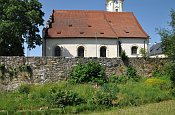 Plan  hradba u kostela, v poped pkop