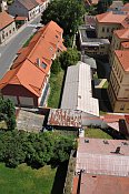 Rakovník – pohled z Vysoké brány na průběh opevnění JV od ní
