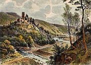 Zlenice – dobová rytina s vyobrazením hradu od K. Liebschera