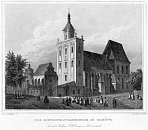 Olomouc – chrám sv. Václava a hrad – E. Höfer podle K. Würbse, oceloryt (1848)
