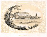 Roudnice nad Labem – litografie H. W. Rau (1852)