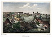 Dvůr Králové nad Labem – kolorovaná litografie R. Bürgera (1845)
