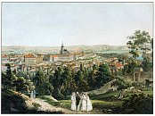 Pražský hrad z Petřína – obraz Vincence Morstadta podle J. Šembery (1830)