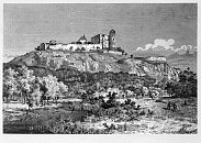 Kunětická Hora – dřevoryt podle kresby Aloise Bubáka (1868)
