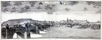 Praha – mědiryt C. Schramma podle vyobrazení r. 1735