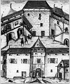 Zálezly r. 1612 – pohled od S z cestopisu J.M. Hýzrleho z Chodů
