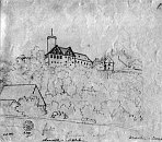 Hauenštejn–Horní Hrad – kresba F. A. Hebera (kolem 1845)
