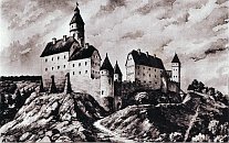 Choustníkovo Hradiště – domnělá podoba hradu, vyobrazení z neznámé doby