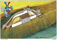 Zruč nad Sázavou – Starý hrad od JZ před r. 1289 podle T. Durdíka, J. Heřmana