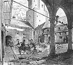 Krakovec u Prostějova – nádvoří na obraze J. Mánesa (kolem r. 1850)