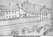 Mokrosuky – rekonstrukce podoby tvrze r. 1617 podle J. Pachnera