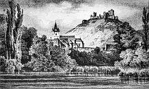 Turniansky hrad  rytina podle Ludwiga Rohbocka (1856)