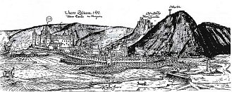 Zvolen a Pust hrad  veduta J. Willenberga (1599)